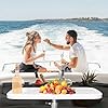 Mesa para barco extraíble, mesa rectangular para pontón de 34 x 18 pulgadas, mesa para vehículos recreativos marinos, parte superior grande con portavasos incorporados, soporte para teléfono ABS impermeable y antienvejecimiento