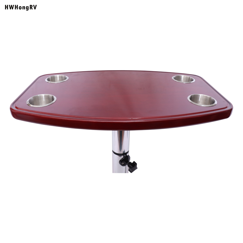 HWHongRV Fácil de desmontar campervan rv Patas de mesa telescópicas con tablero de roble Aleación de aluminio
