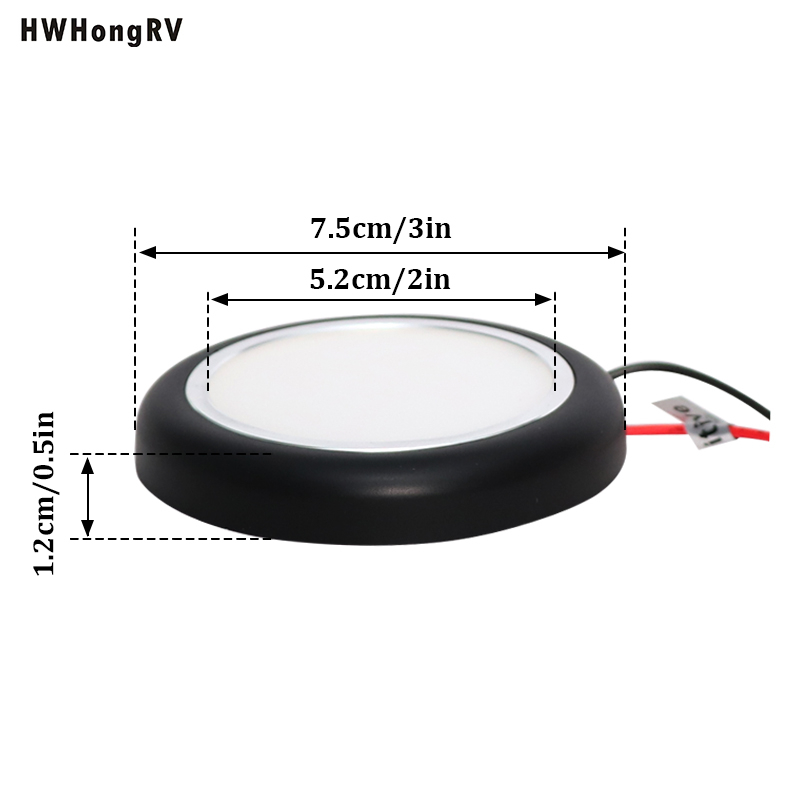 Lámpara de techo LED de 10-30V, lámpara Interior de remolque para autocaravana de 3 pulgadas, luz LED de 3W, montaje de techo de 3200K para yate con anillo negro