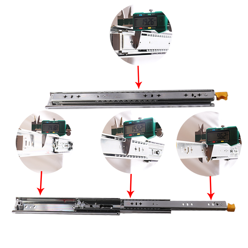 HC-5303T Corredera de bola de alta resistencia, totalmente extraíble, de tres secciones, para autocaravanas