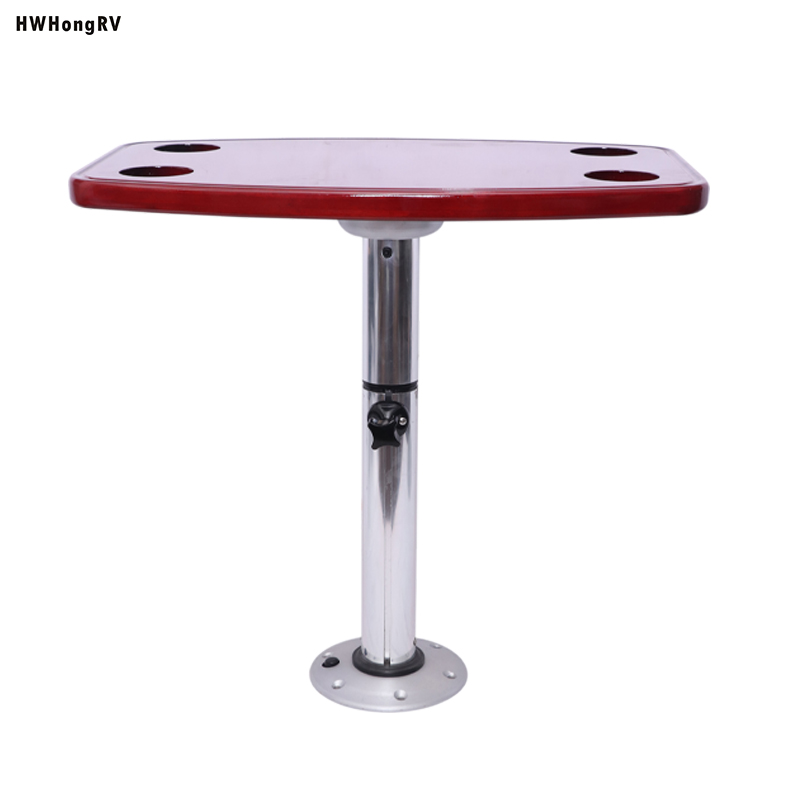 HWHongRV Fácil de desmontar campervan rv Patas de mesa telescópicas con tablero de roble Aleación de aluminio