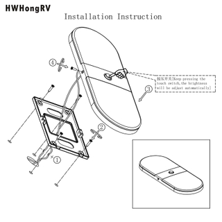 HWHongRV Lámpara de techo LED de 10-30 V, lámpara de techo rectangular para autocaravana con interruptor, adecuada para yates y vehículos recreativos