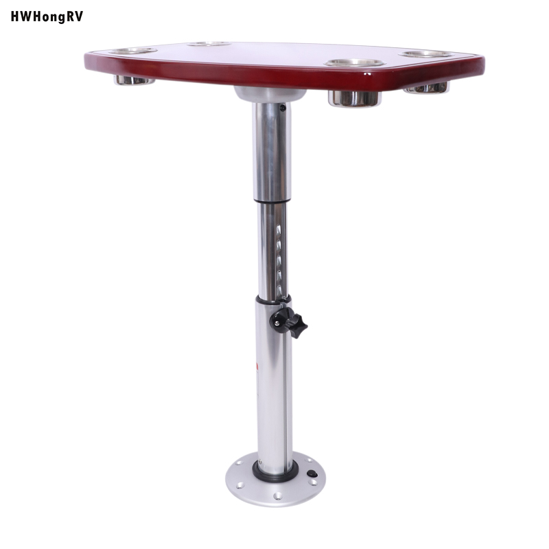 HWHongRV Fácil de desmontar campervan rv Patas de mesa telescópicas con tablero de roble Aleación de aluminio