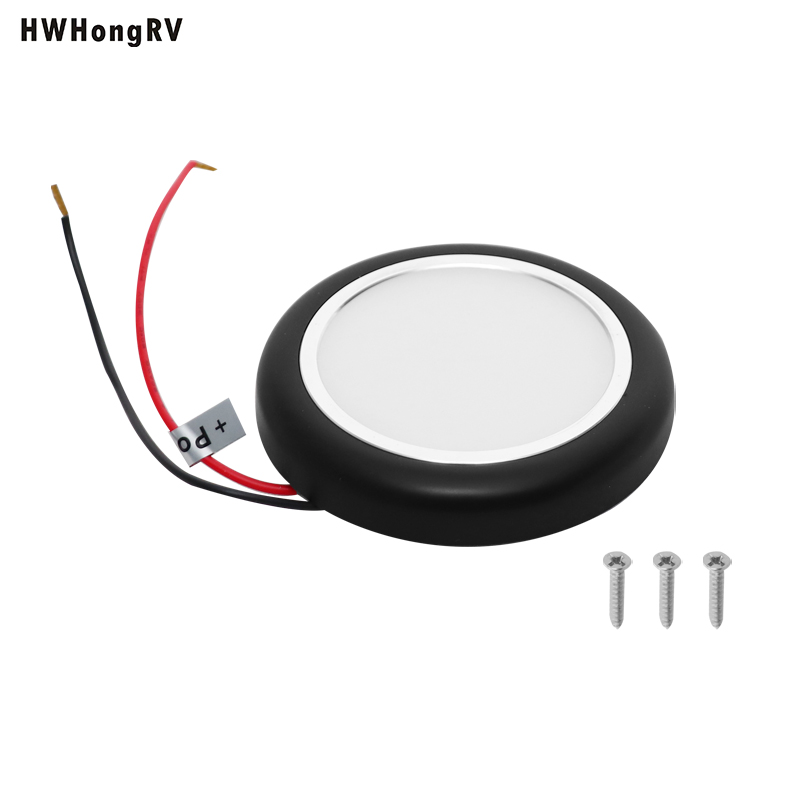 Lámpara de techo LED de 10-30V, lámpara Interior de remolque para autocaravana de 3 pulgadas, luz LED de 3W, montaje de techo de 3200K para yate con anillo negro