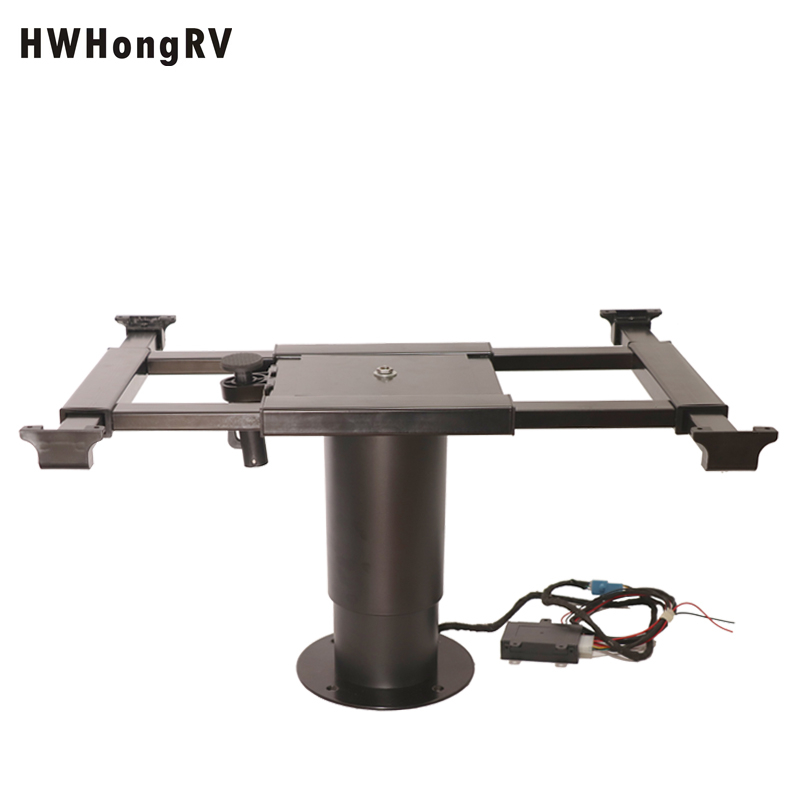 Mesa elevadora eléctrica de 12V CC, mesa de aleación de aluminio, mesa de rotación de 360 ​​grados, traducción de cuatro vías con función antipellizco