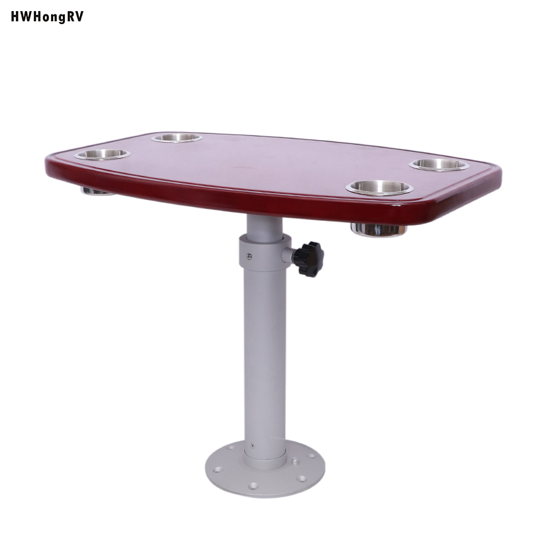 HWHongRV Casa rodante marina fácil de desmontar Patas de mesa ajustables en cualquier altura con tablero de roble Aleación de aluminio