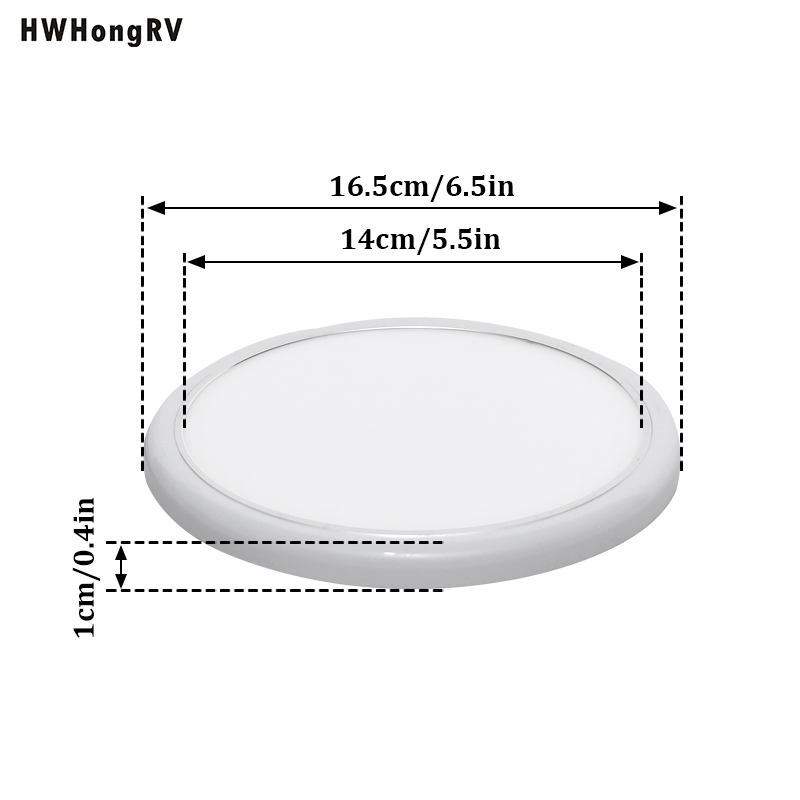 HWHongRV Dia.6.5in LED lectura techo de coche caravana autocaravana furgoneta remolque Interior 10-30V cúpula techo luz de techo lámpara de lectura dinámica