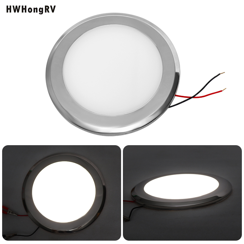 HWHongRV-Lámpara de techo LED de 12V, 6,5 pulgadas, Interior para camión y remolque, luz LED de 5W, montaje en techo de 4000K para yate