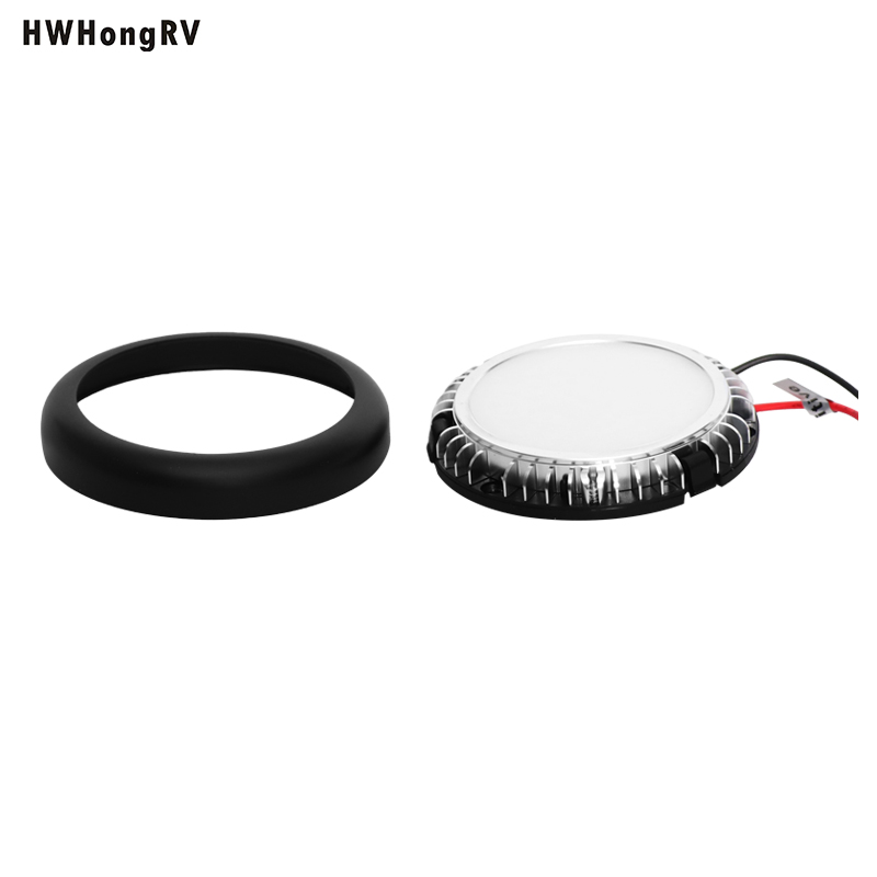 Lámpara de techo LED de 10-30V, lámpara Interior de remolque para autocaravana de 3 pulgadas, luz LED de 3W, montaje de techo de 3200K para yate con anillo negro