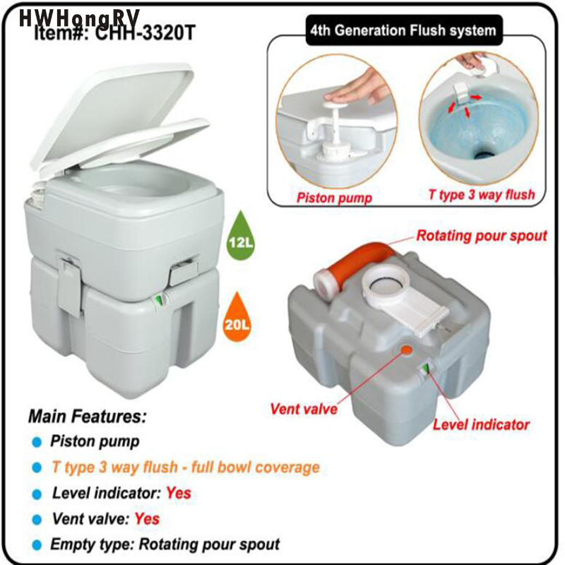 WC Camping RV canotaje inodoro portátil al aire libre RV Cassette caravana RV marino inodoro Camper inodoro portátil de viaje